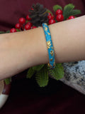 Gold Rose in Blue Enamel Bangle