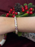 Purple Rose in White Enamel Bangle