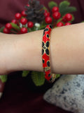 Black Rose in Red Enamel Bangle