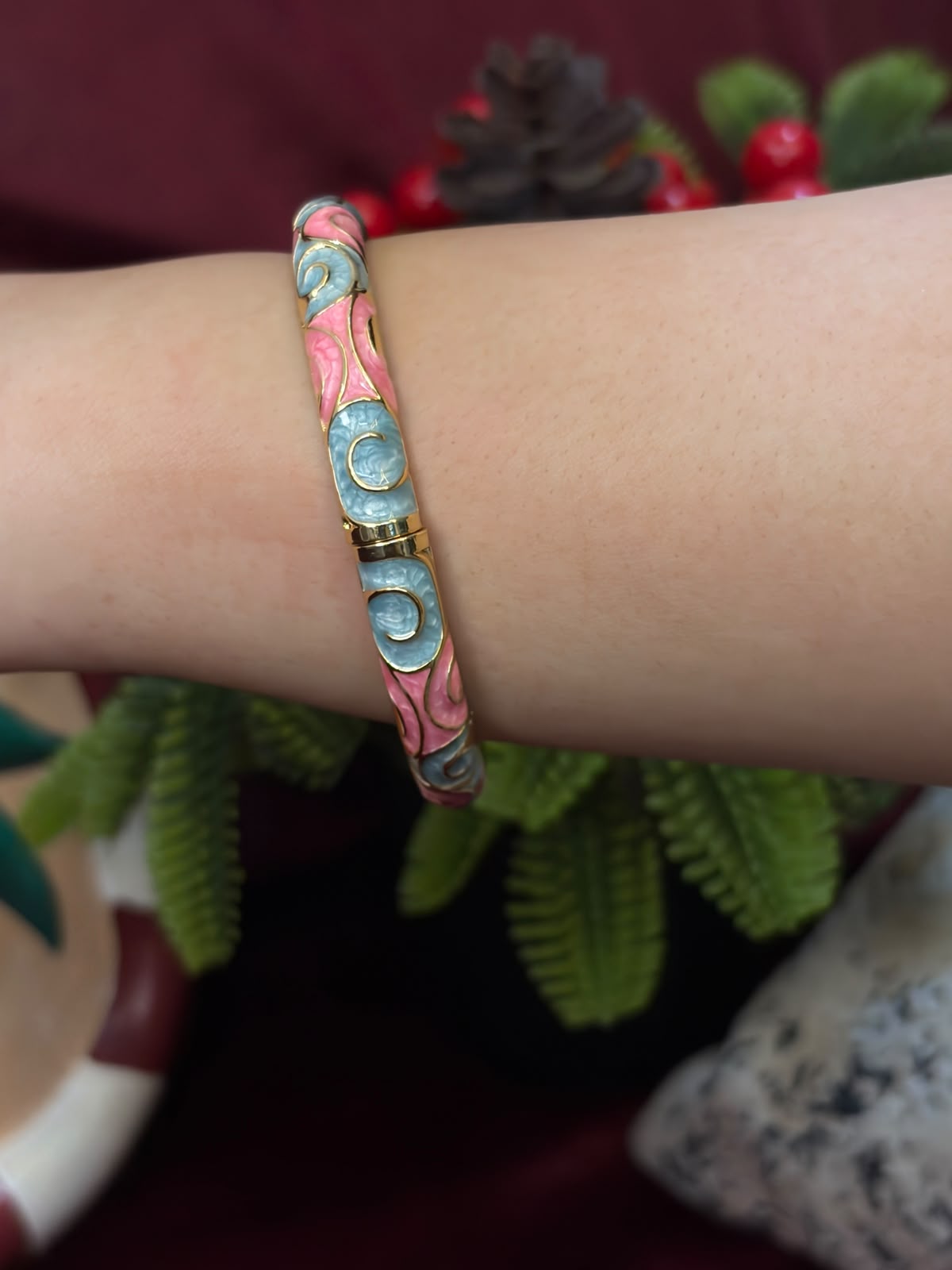 Blue and Pink Enamel Bangle
