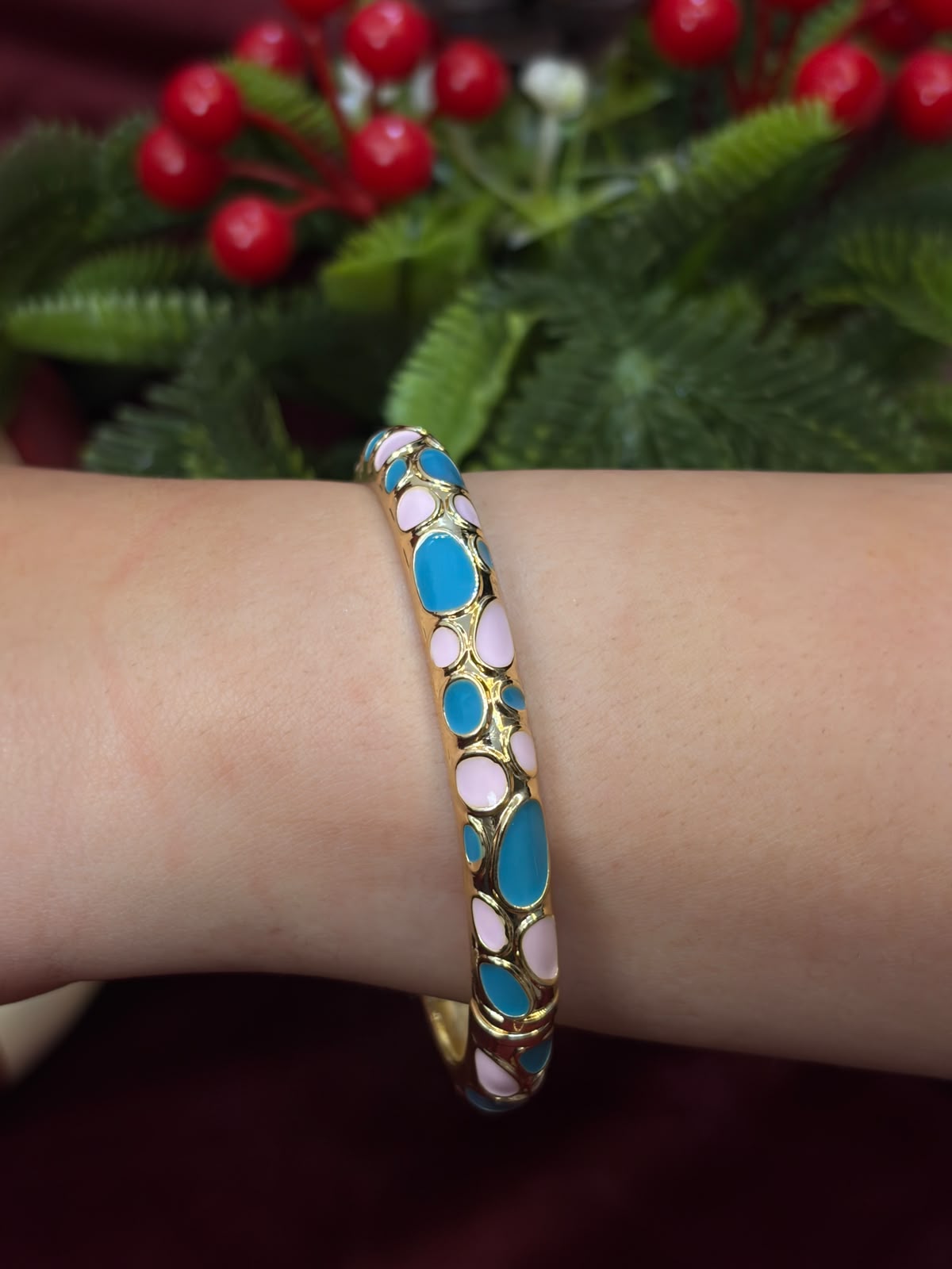 Blue and White Enamel Bangle
