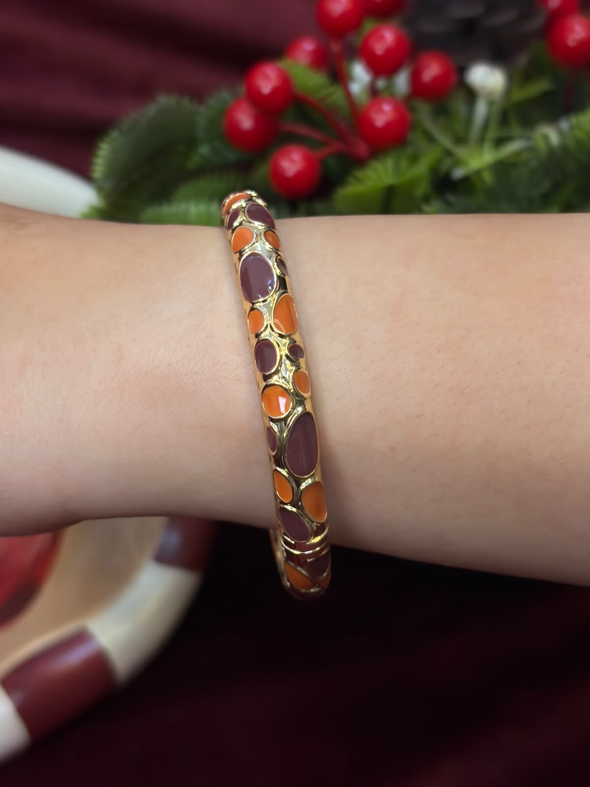 Brown and Caramel Enamel Bangle