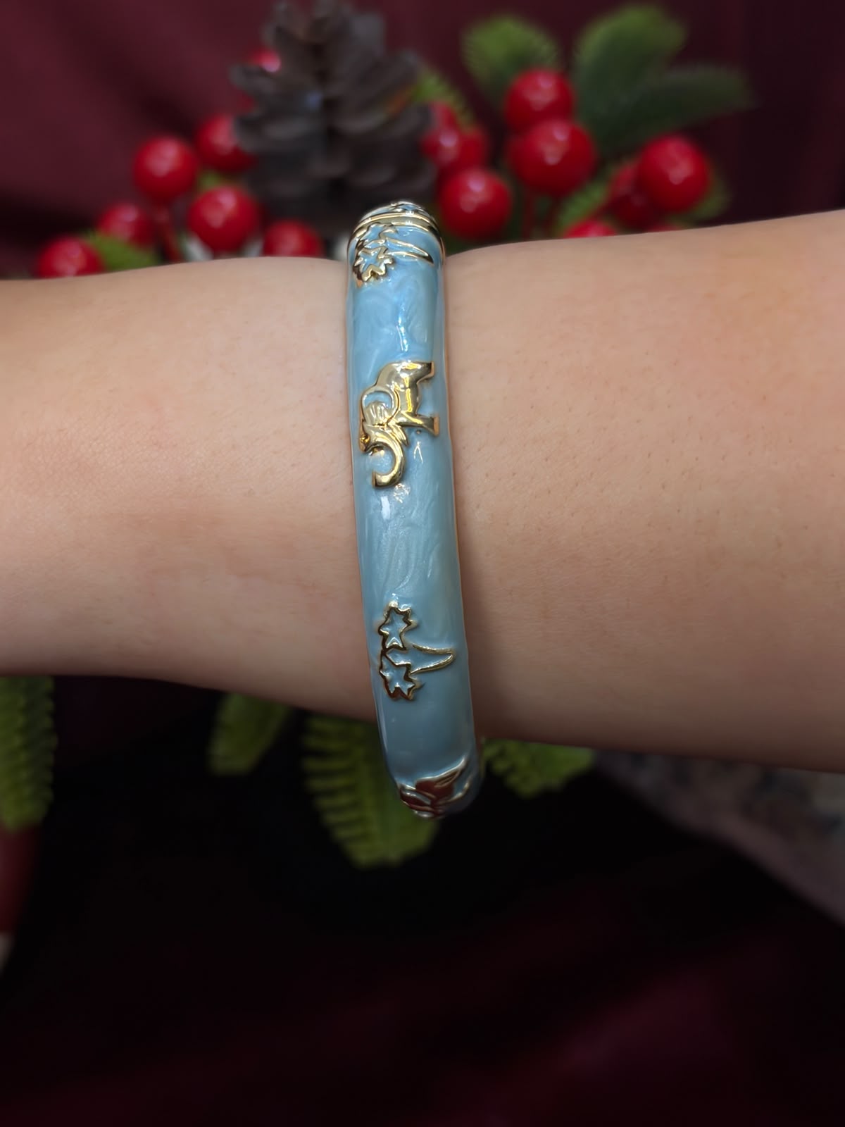 Blue Elephant Enamel Bangle