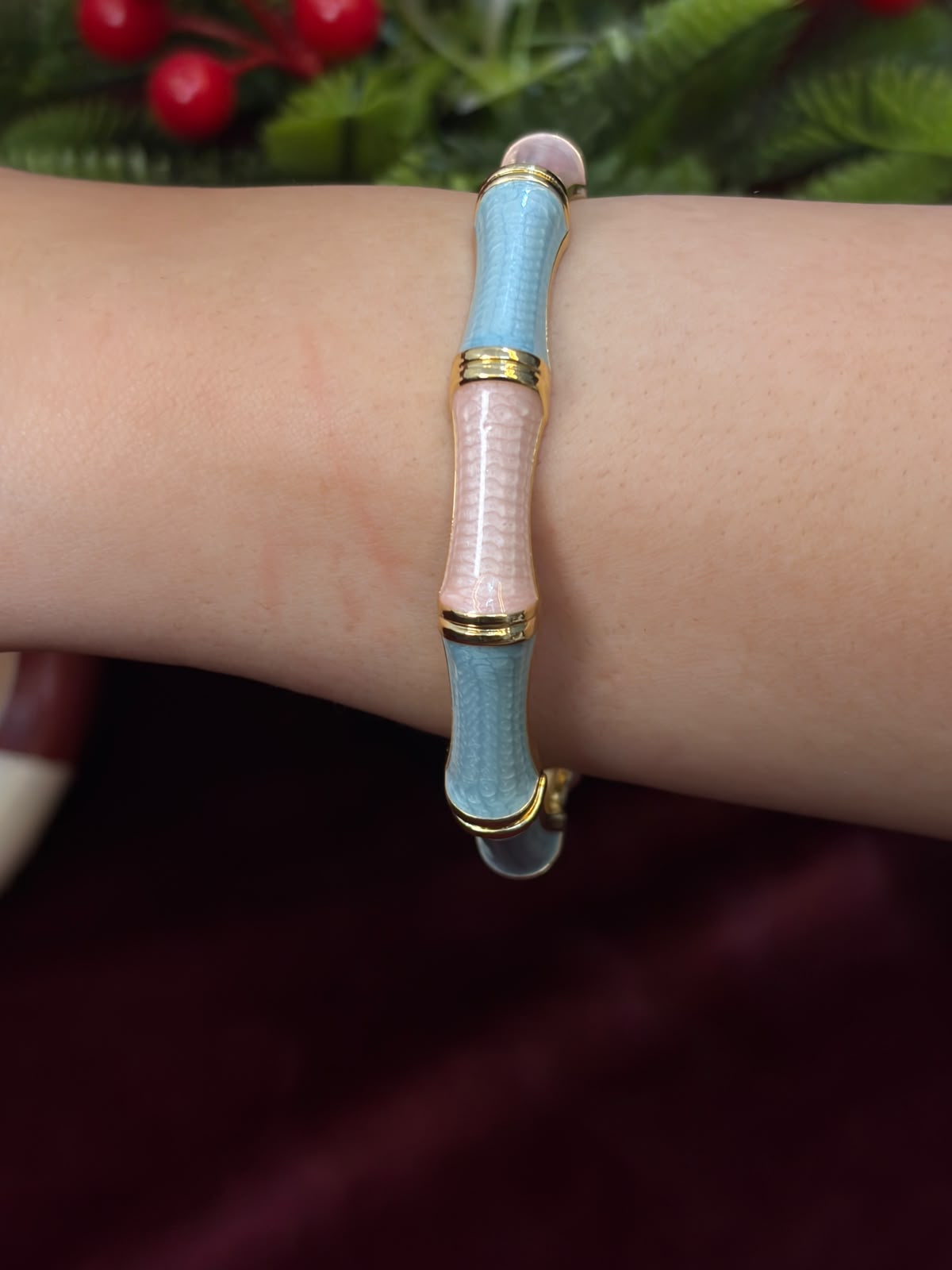 Light Blue & Pink Enamel Bangle