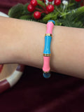Pink in Blue Enamel Bangle
