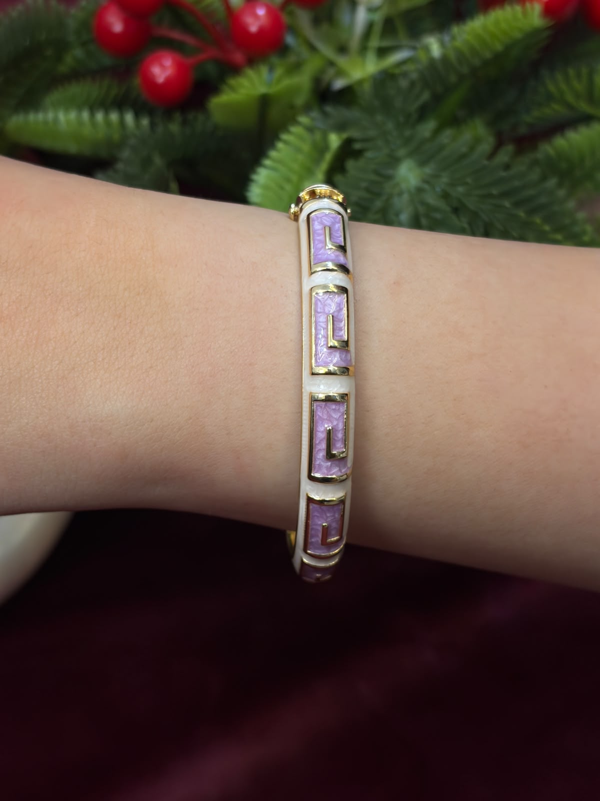 Purple Squares Enamel Bangle