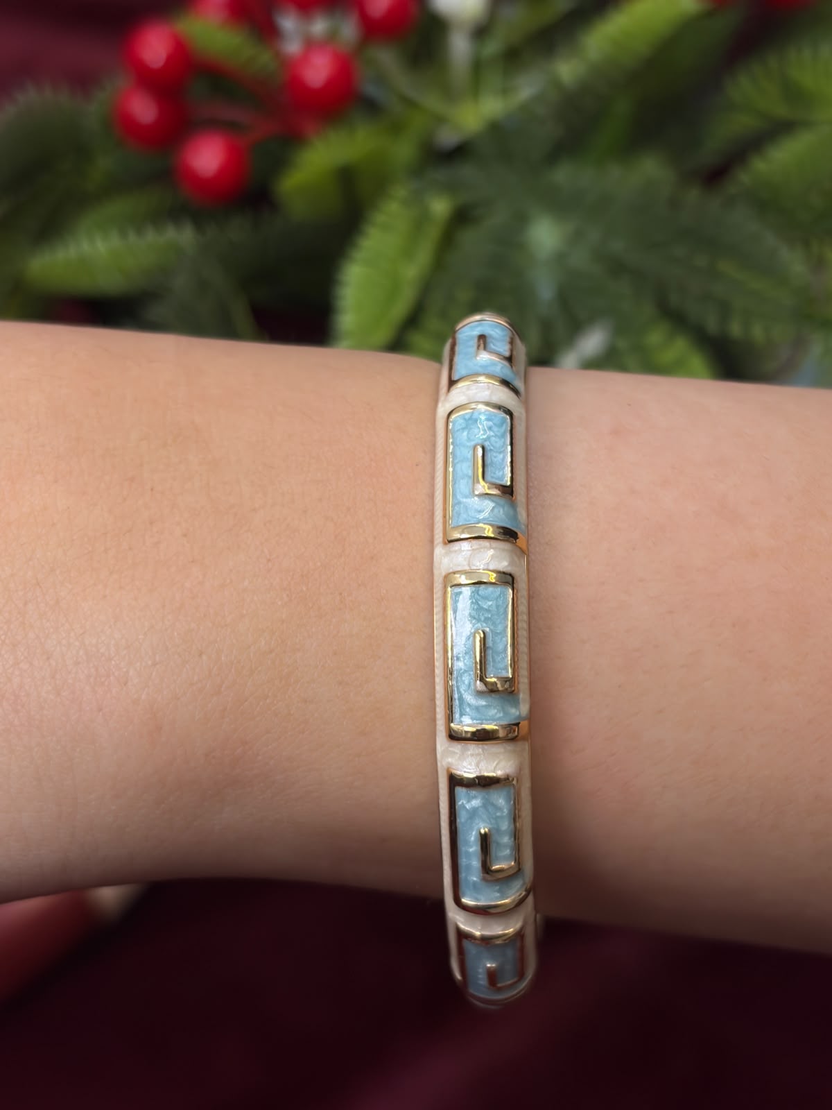 Light Blue Squares Enamel Bangle
