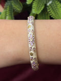 Purple Rose in White Enamel Bangle