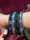 Black and Silver Bangle Set