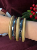 Metalic Wood Bangle Set