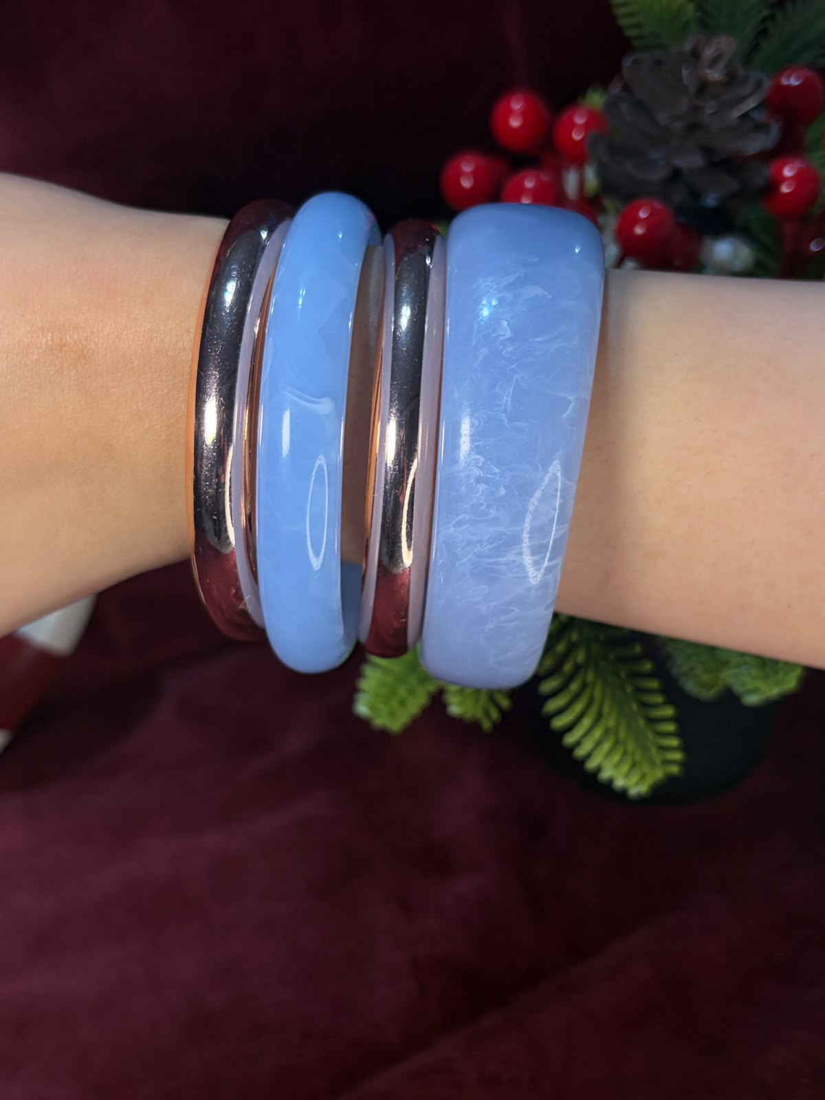 Blue in Rose Gold Bangle Set