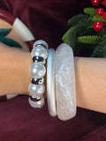 White Metallic Bangle Set