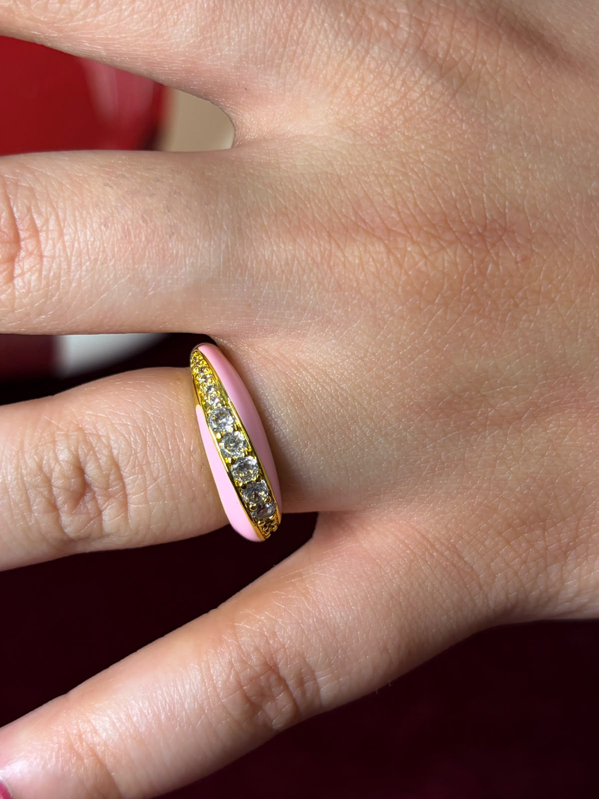 Fancy Pink Enamel Ring