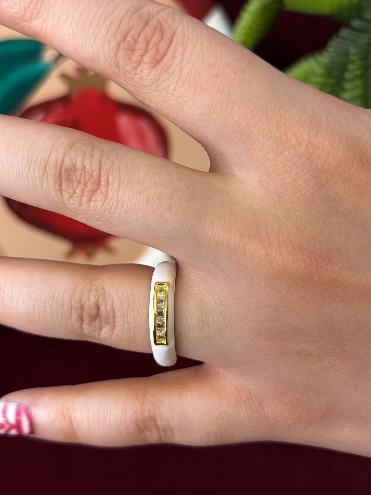 Simple White Enamel Ring
