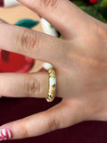 Cashmere Flowers in White Enamel Ring