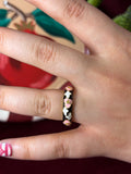 Baby Pink and White In Black Enamel Ring