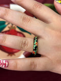 Red Rose In Black Enamel Ring