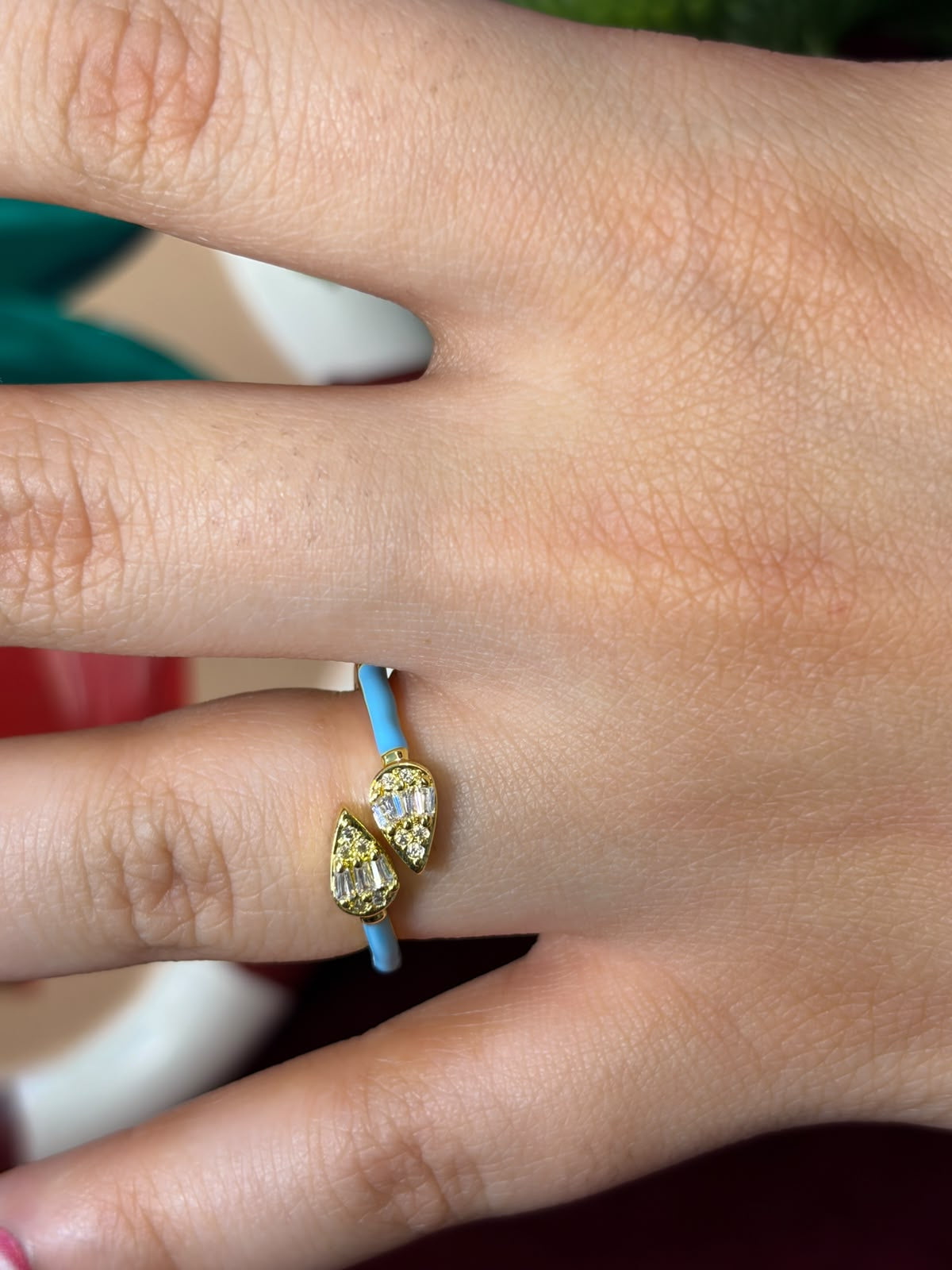 Reversed Blue Enamel Ring