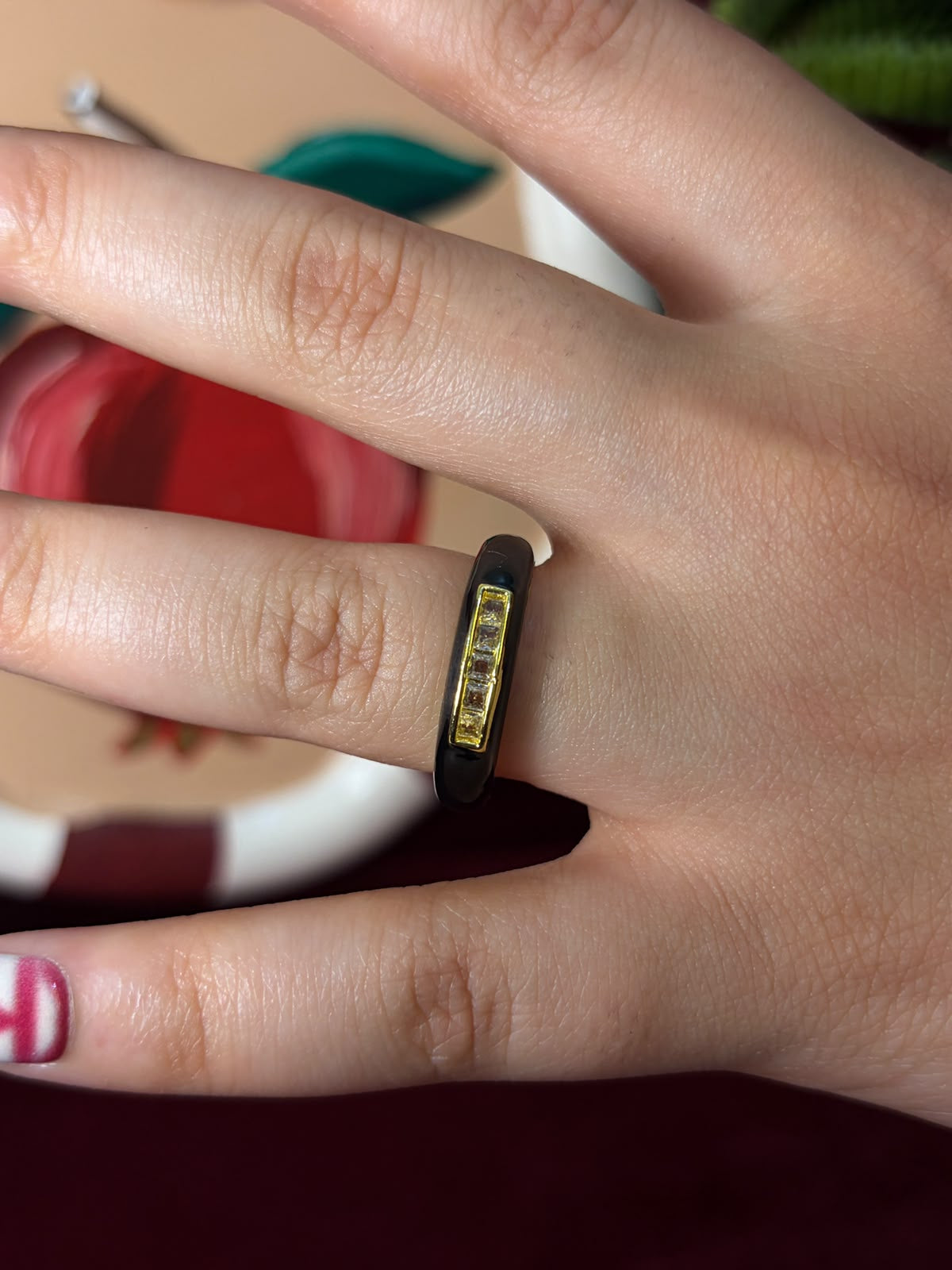 Simple Black Enamel Ring