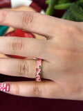 Colored Stones In Pink Enamel Ring