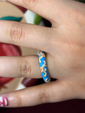 Baby Pink In Blue Enamel Ring