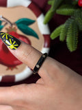 Small Pearls In Black Enamel Ring