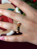 Pink Aura In Black Enamel Ring