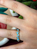 Eyes Shape In Blue Enamel Ring
