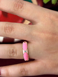 Small Stones In Pink Enamel Ring