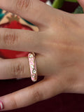 White Flowery Pink Enamel Ring