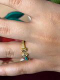 Gold and Blue Enamel Ring