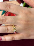Gold and Pink Enamel Ring
