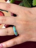 Purple Flowers in Turquoise Enamel Ring