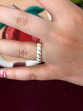 Gold Stripes In White Enamel Ring